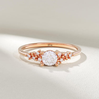 MADELYN MINIMALIST 14k Solid Gold Moissanite Cluster Engagement or Dainty Promise Ring for Her | Gift for Mom, Her
