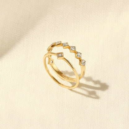 MADELYN MINIMALIST 14k Solid Gold Tiny Engagemen Simple Solitaire Promise Ring for Her | Gift for Mom, Her