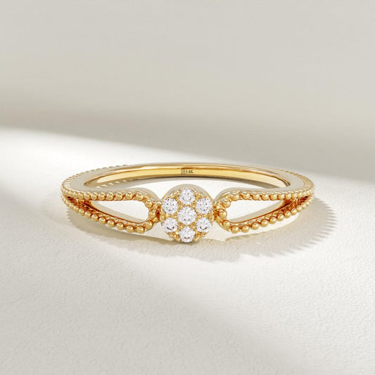 MADELYN MINIMALIST 14k Solid Gold Minimalist Tiny Heart Promise Ring W/H Diamond | Gift for Her, Mom, Wife