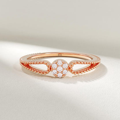 MADELYN MINIMALIST 14k Solid Gold Minimalist Tiny Heart Promise Ring W/H Diamond | Gift for Her, Mom, Wife