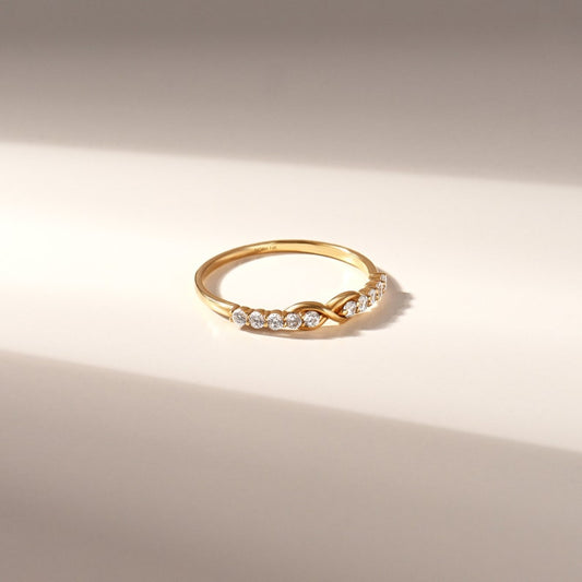 MADELYN MINIMALIST 14k Solid Gold Diamond Half Eternity Infinity Symbol Promise Ring | Gift for Her, Mom, Wife