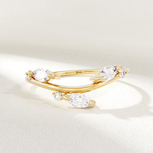 MADELYN MINIMALIST 14k Solid Gold Minimalist Floral Leaf Wedding Ring For Wife | Gift for Mom, Wife