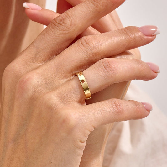 MADELYN MINIMALIST 14k Solid Gold Solid Gold Heart Commitment Ring | Gift for Mom, Wife, Her