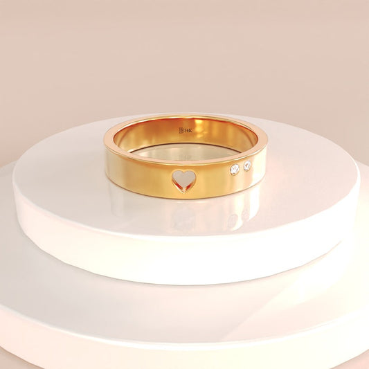 MADELYN MINIMALIST 14k Solid Gold Solid Gold Heart Commitment Ring | Gift for Mom, Wife, Her