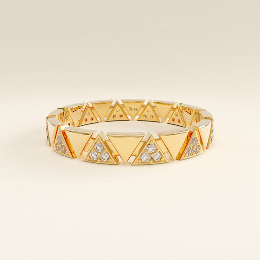 MADELYN MINIMALIST 14k Solid Gold Solid Eternity Pave Zig Zag Lab Diamond Wedding Ring | Gift for Mom, Wife, Her