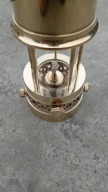 MEDIEVALMART Vintage Decorative Brass Miner Lantern Gold Finish Clear Glass