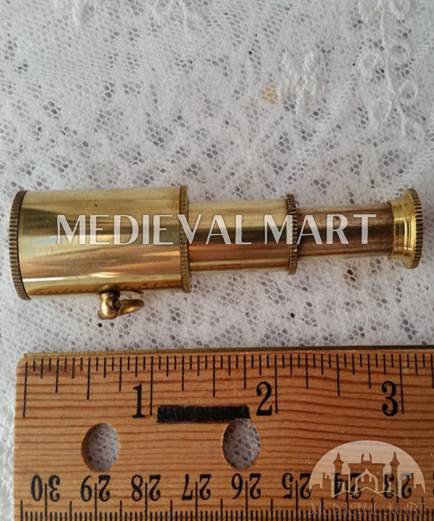 MEDIEVALMART Nautical Miniature Brass (Set of 4) Telescope: Steampunk Spyglass Pendant Charm