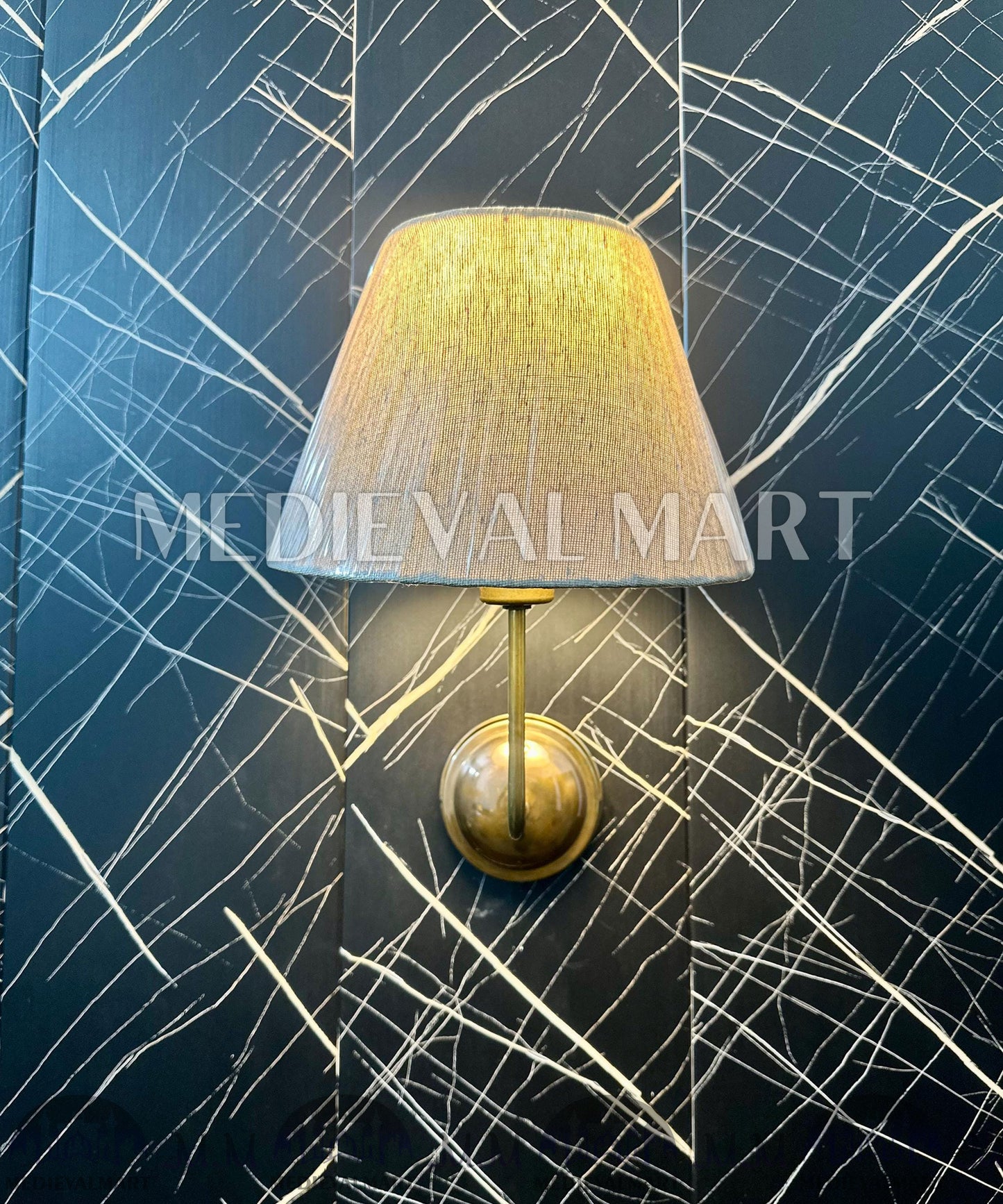MEDIEVALMART Handcrafted Brass Wall Lamp: Modern Bedside Reading Light