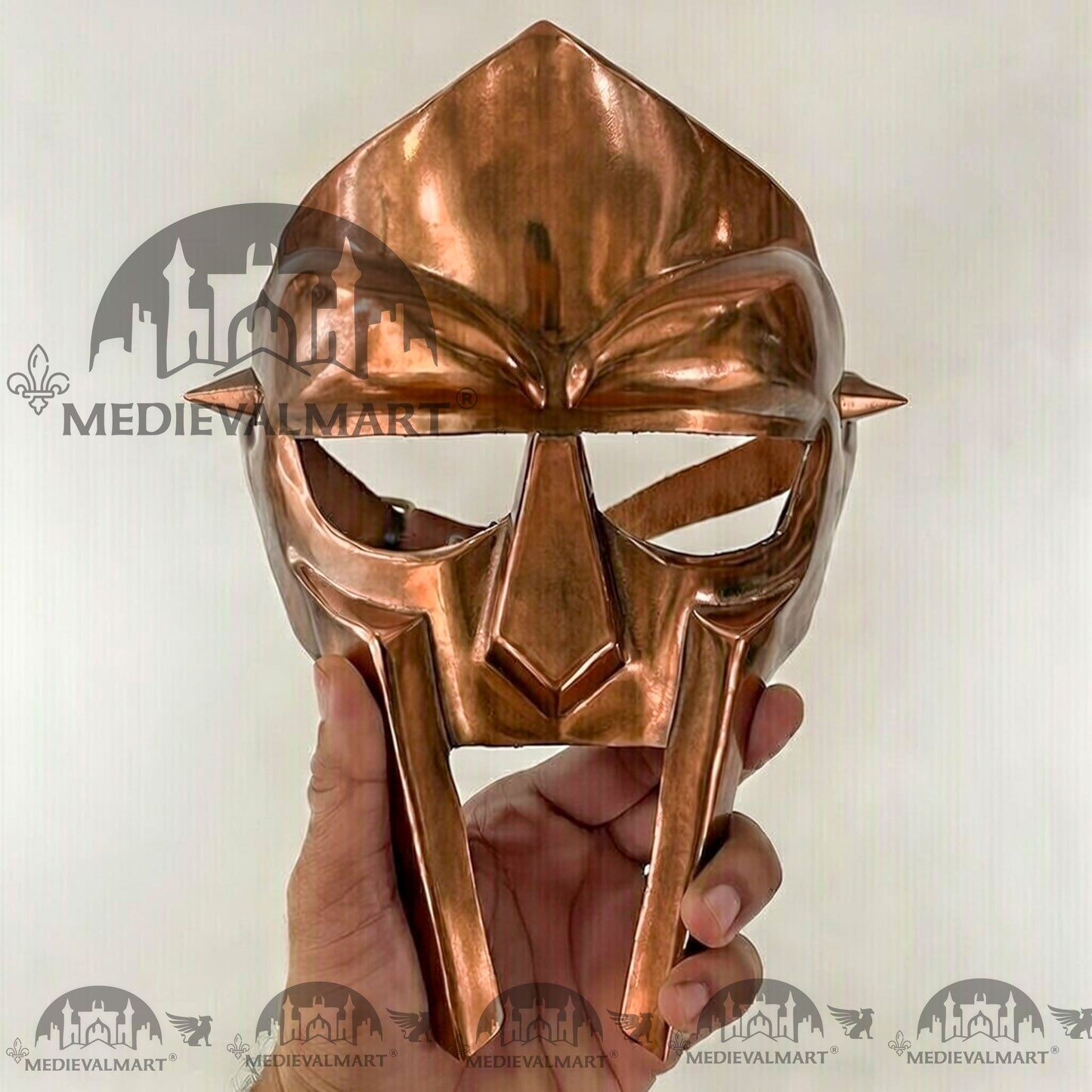 MEDIEVALMART MF DOOM Mask Mad-villain Antique Copper Finish Steel Face Armor