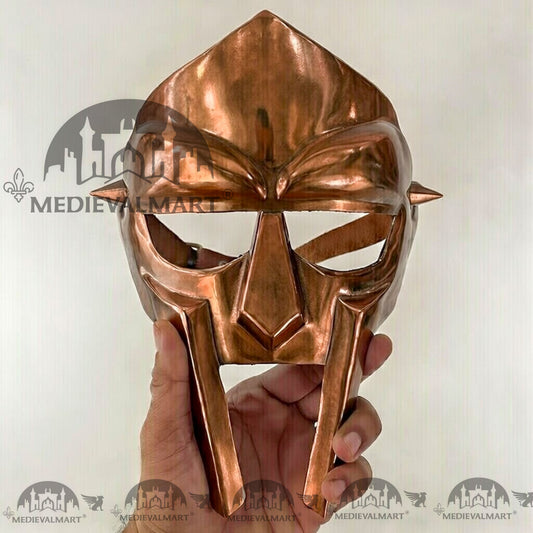 MEDIEVALMART MF DOOM Mask Mad-villain Antique Copper Finish Steel Face Armor
