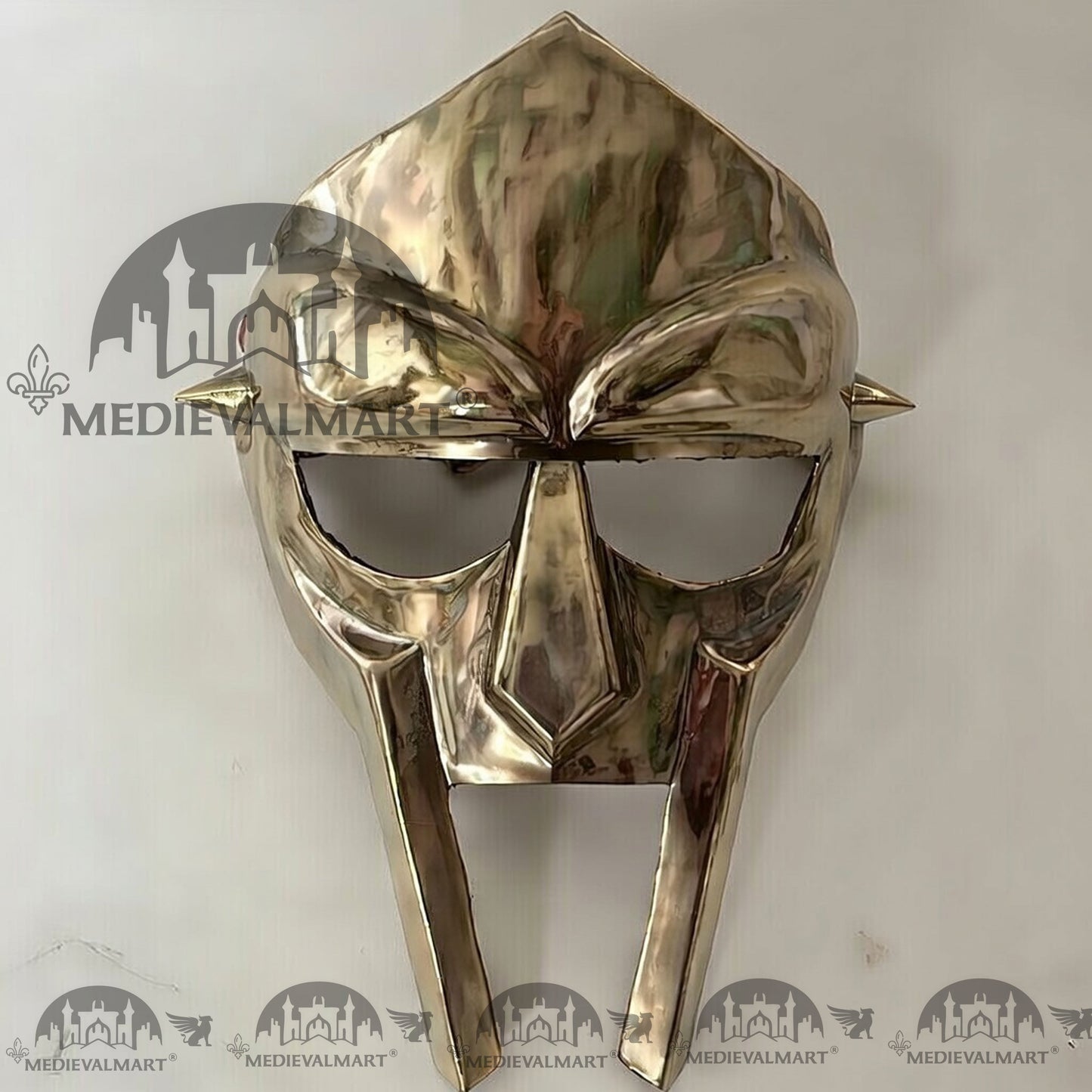 MEDIEVALMART MF DOOM Mask Mad-villain Antique Silver Finish Steel Face Armor
