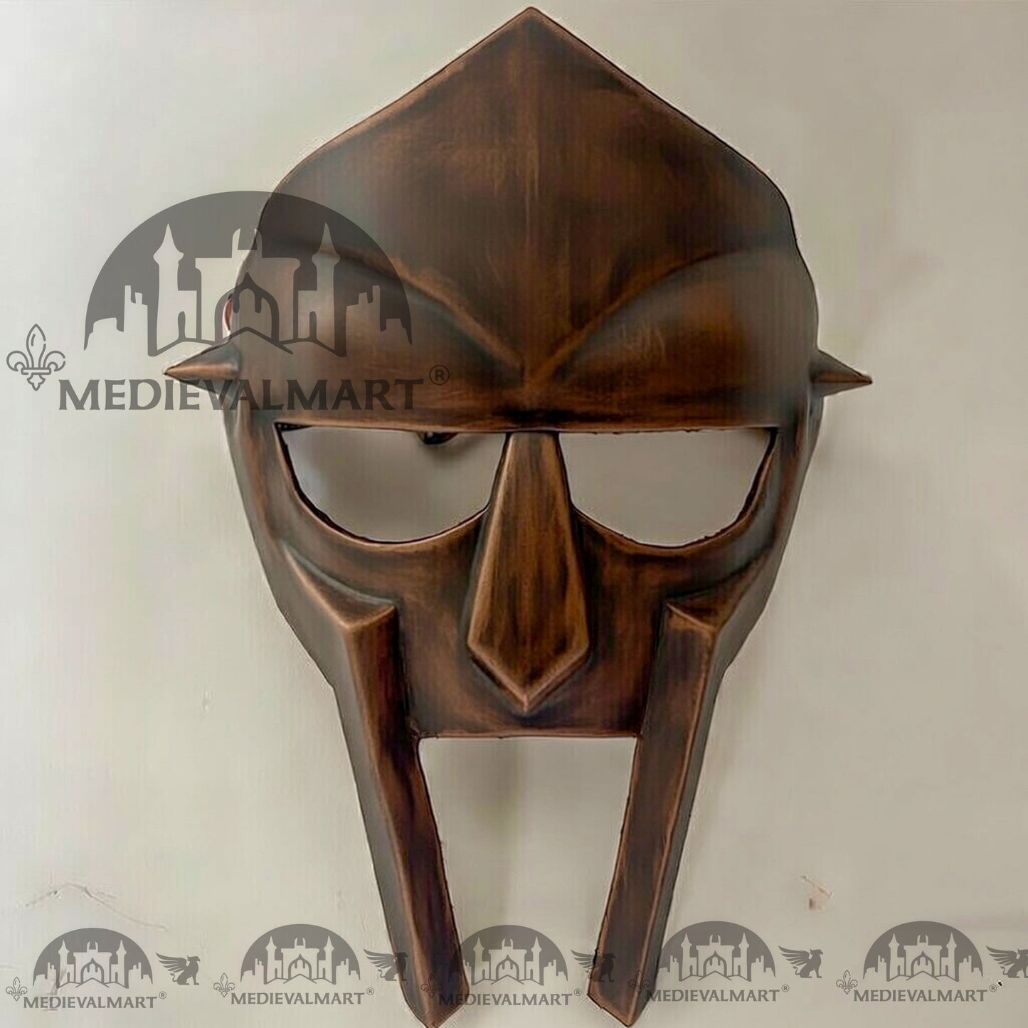 MEDIEVALMART MF DOOM Mask Mad-villain Antique Brown Finish Steel Face Armor