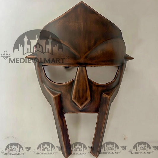MEDIEVALMART MF DOOM Mask Mad-villain Antique Brown Finish Steel Face Armor