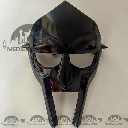 MEDIEVALMART MF DOOM Mask Mad-villain Black Finish Steel Face Armor