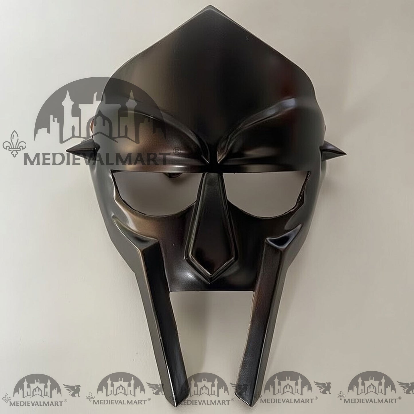 MEDIEVALMART MF DOOM Mask Mad-villain Patina Black Finish Steel Face Armor