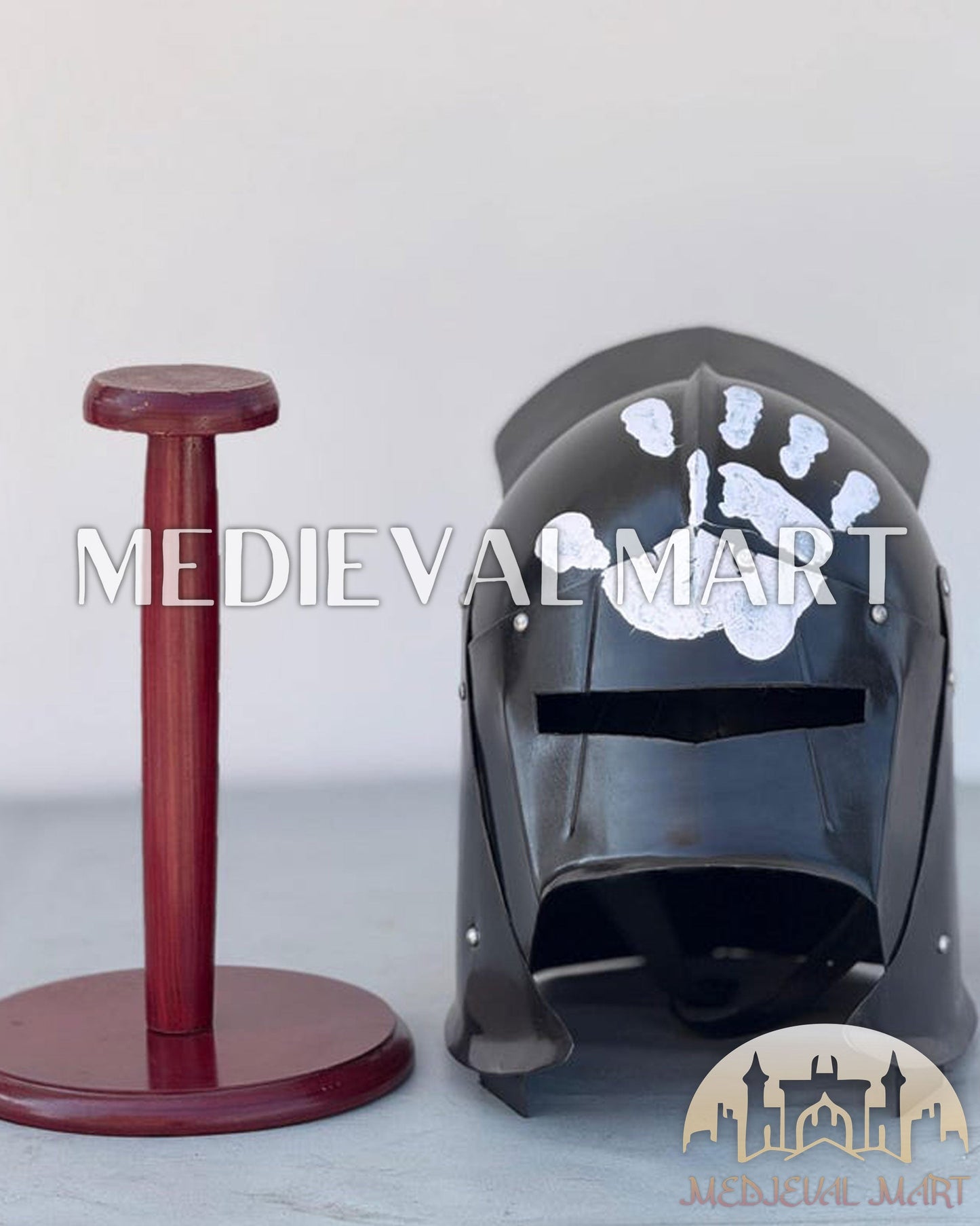 MEDIEVALMART URUK HAI Warrior Knight Helmet W/H Free Stand | LOTR Props