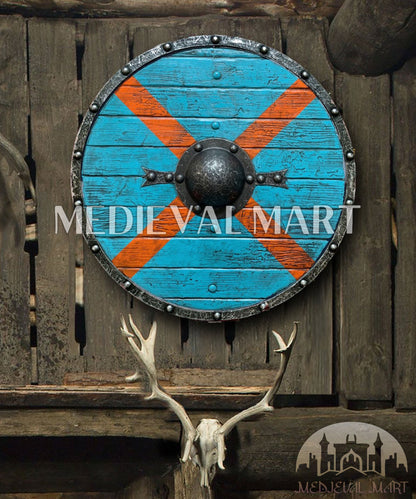 MEDIEVALMART Iconic Viking's Valhalla Authentic Rollo Shieldmaiden Battle’s Viking Wooden Shield | Gifts For Dad