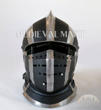 MEDIEVALMART Medieval Ancient Black and White Burgonet 2 Knight Helmet