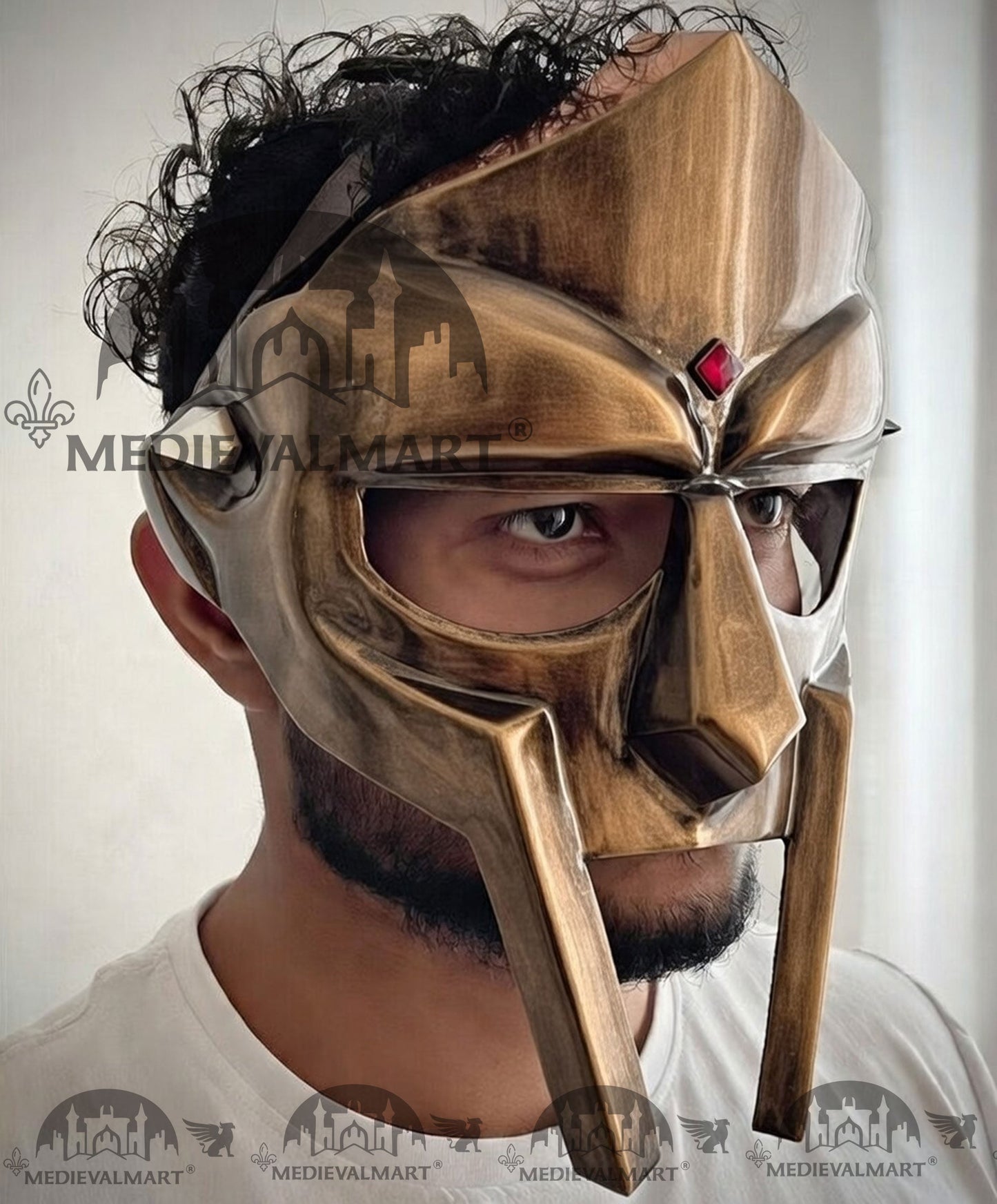 MEDIEVALMART PREMIUM MF DOOM Mask Mad Villain Antique Bronze Finish Steel Face Armor