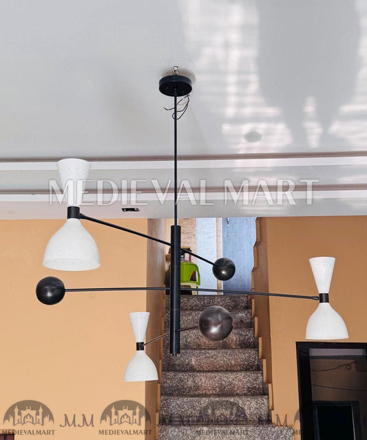 MEDIEVALMART Handmade Brass Sputnik Chandelier | Mid Century Modern Light Fixture | Adjustable Arms Balanced Chandelier