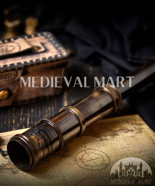 MEDIEVALMART Handcrafted Brass Nautical Telescope: Vintage Spyglass Replica with Leather Case