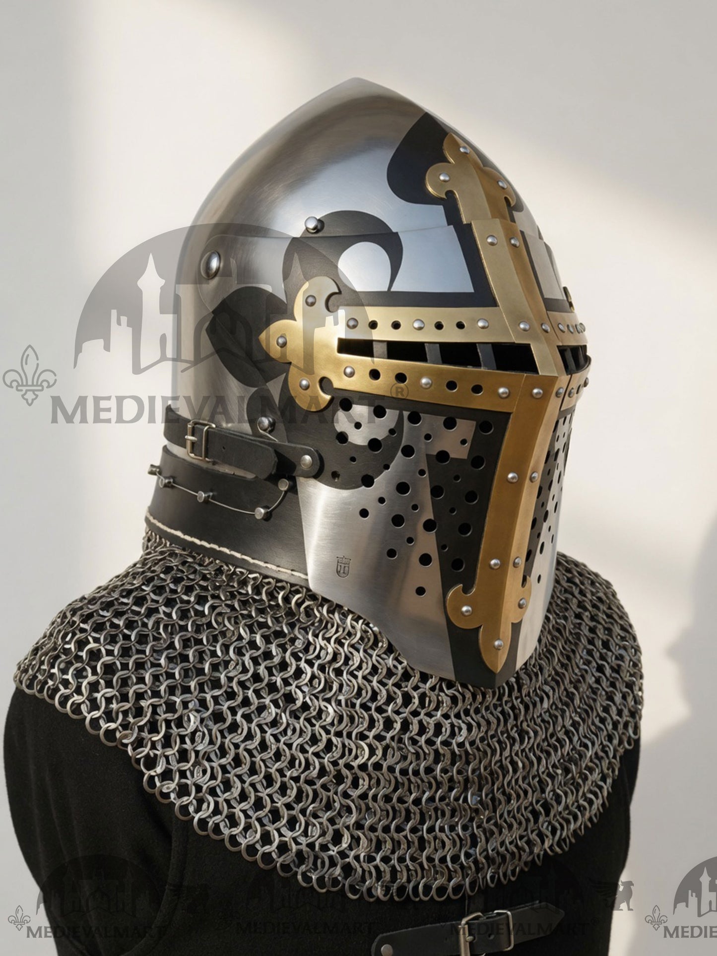 MEDIEVALMART 4th-Century Alexander “Monarch” Edition ROA Helmet W/H Golden Cross