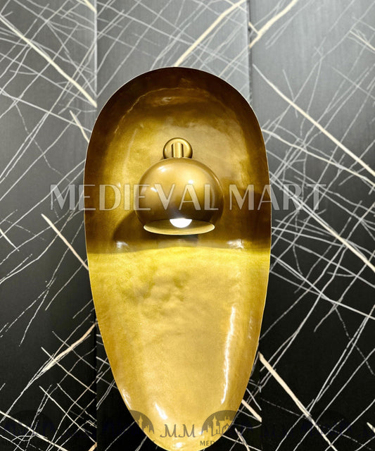 MEDIEVALMART 1950s Modern Brass Wall Sconce: Mid-Century Gold Dome Lamp