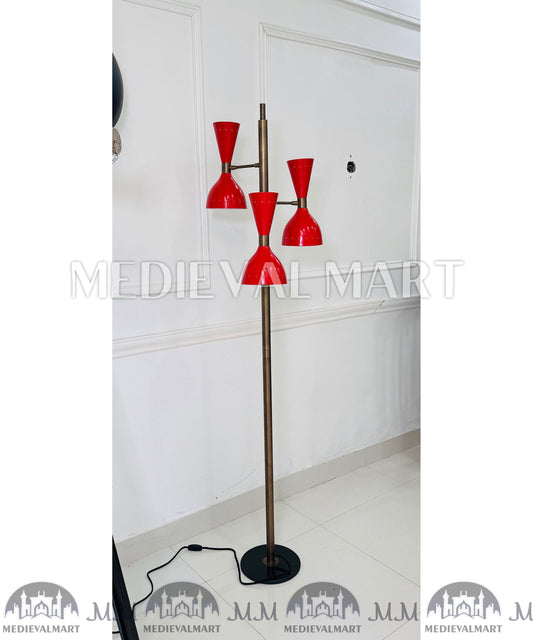 MEDIEVALMART Brass Mid-Century Modern Floor Lamp - Italian Style, Handcrafted
