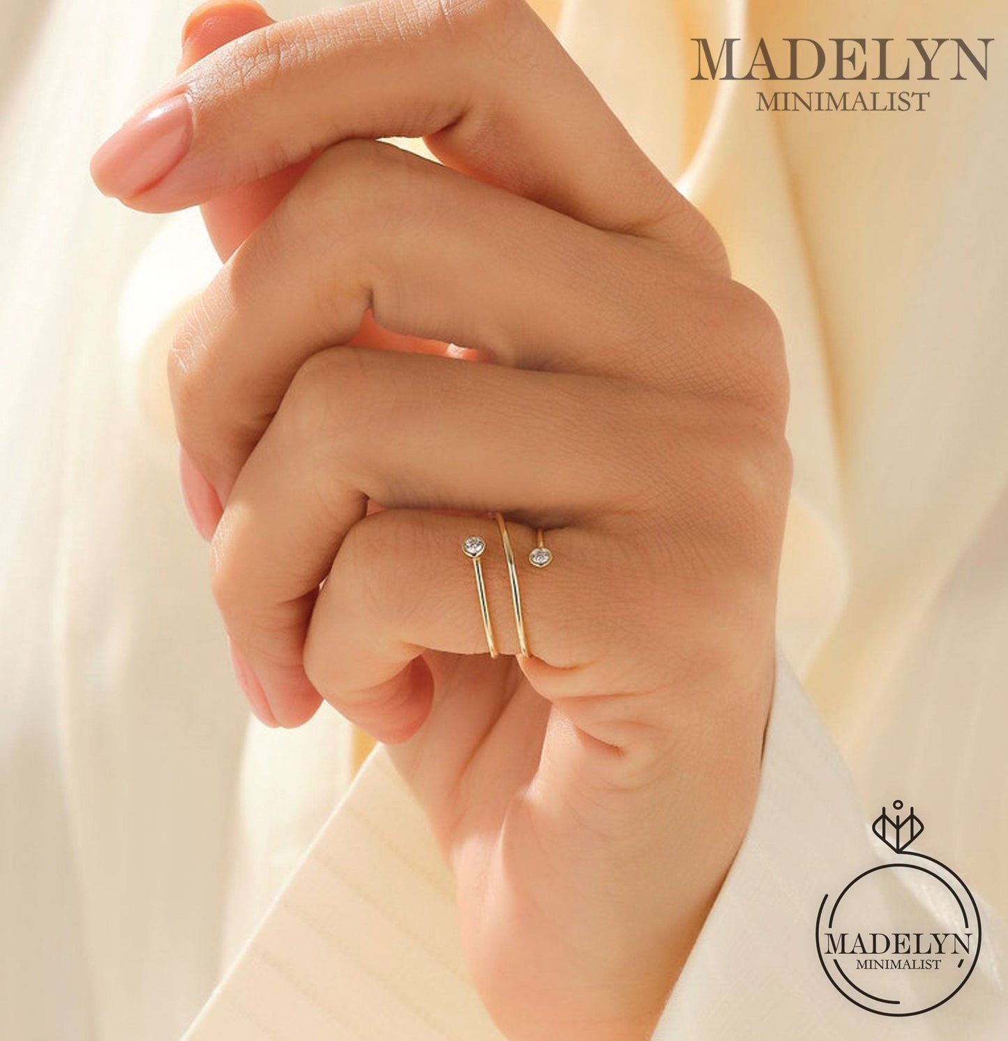 MADELYN MINIMALIST 10k Solid Gold Spiral Bezel Ring Dainty Wraparound Band | Gift For Mom
