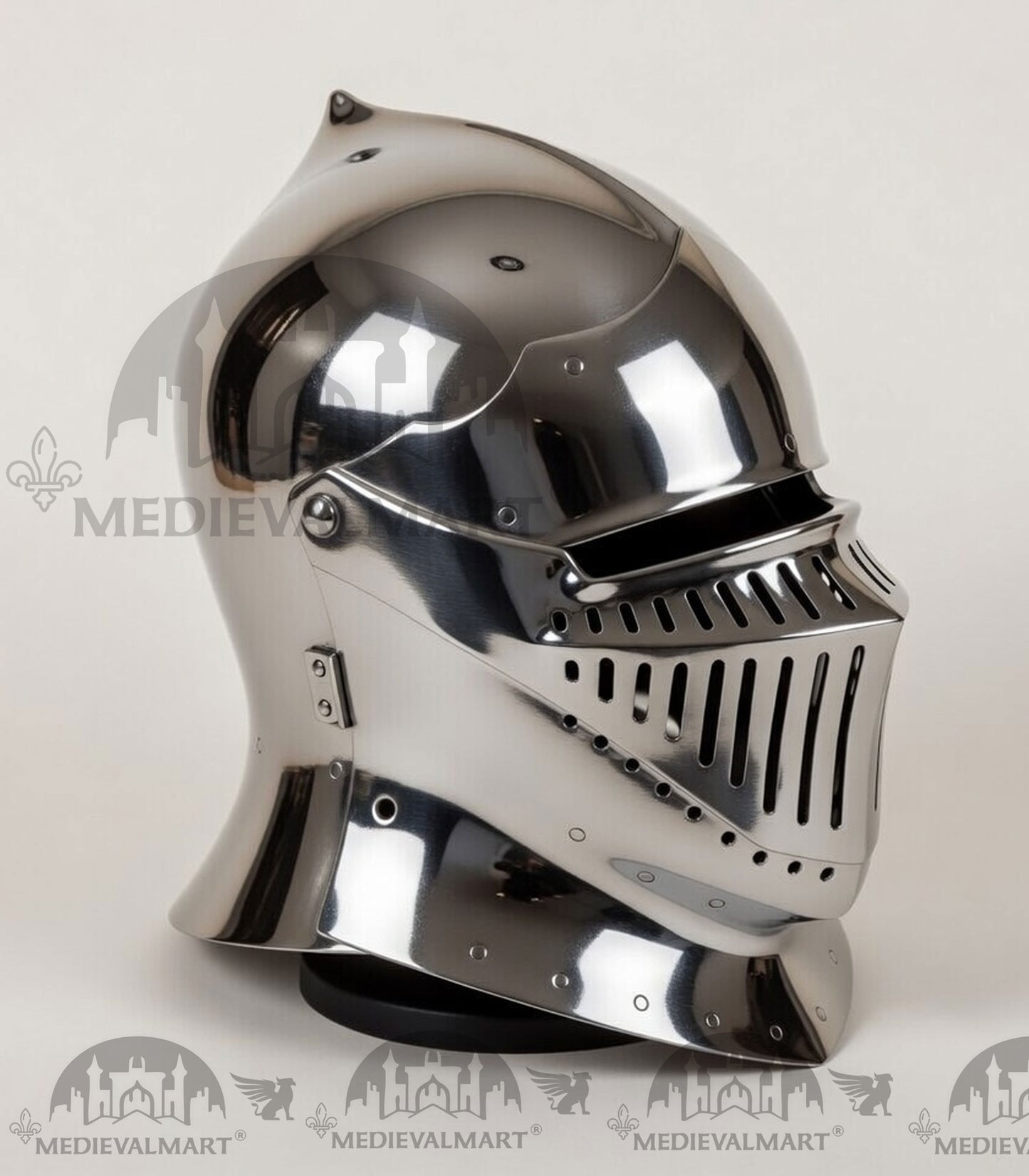 MEDIEVALMART 13th-Century Medieval European Mild Steel knight Closed "Griffon" Helmet
