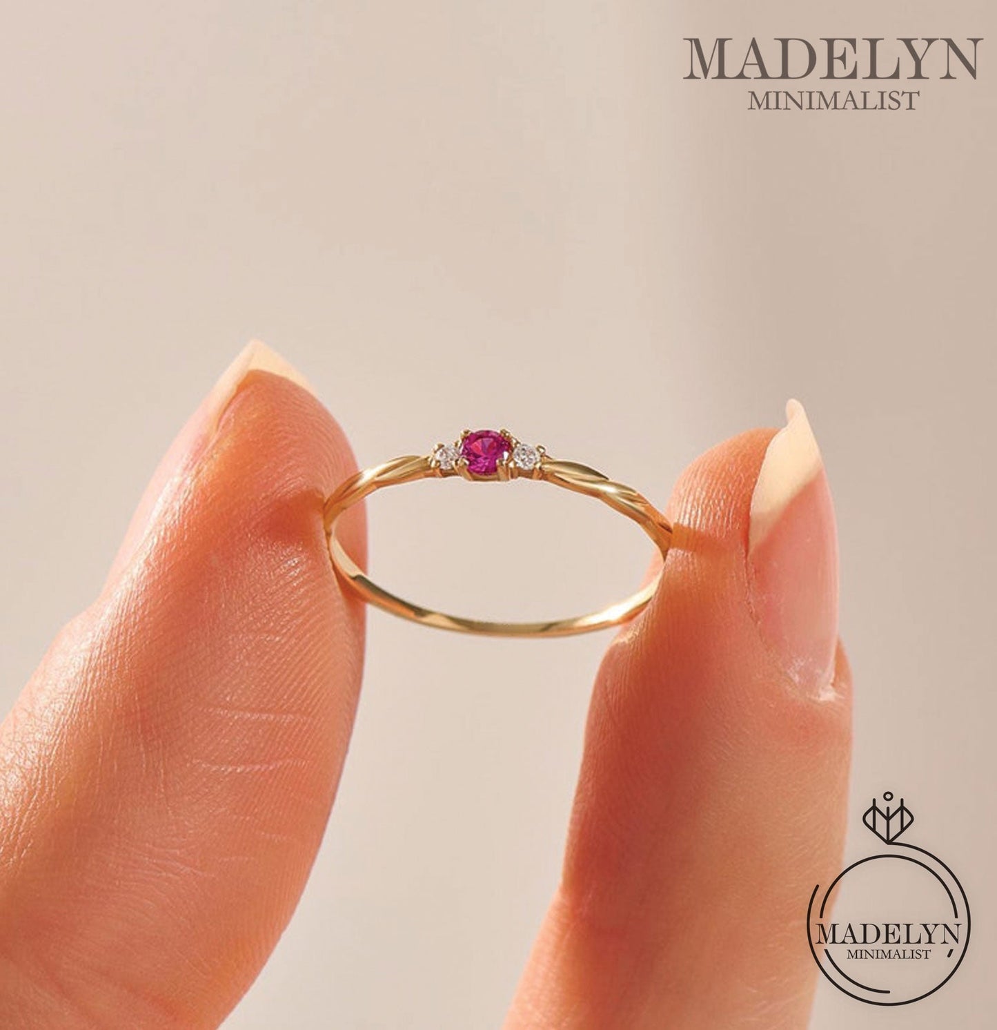 MADELYN MINIMALIST 14k Gold July Birthstone Minimalist Ring for Women | Gift for Her