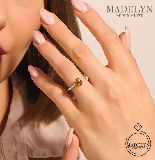 MADELYN MINIMALIST 14k Solid Gold Color Change Solitaire Vintage Engagement Ring | Gift for Her, Wife