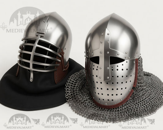 MEDIEVALMART Collection Limitée XIVe siècle « Côtes de loup » & Casque Bacinet « Normand »