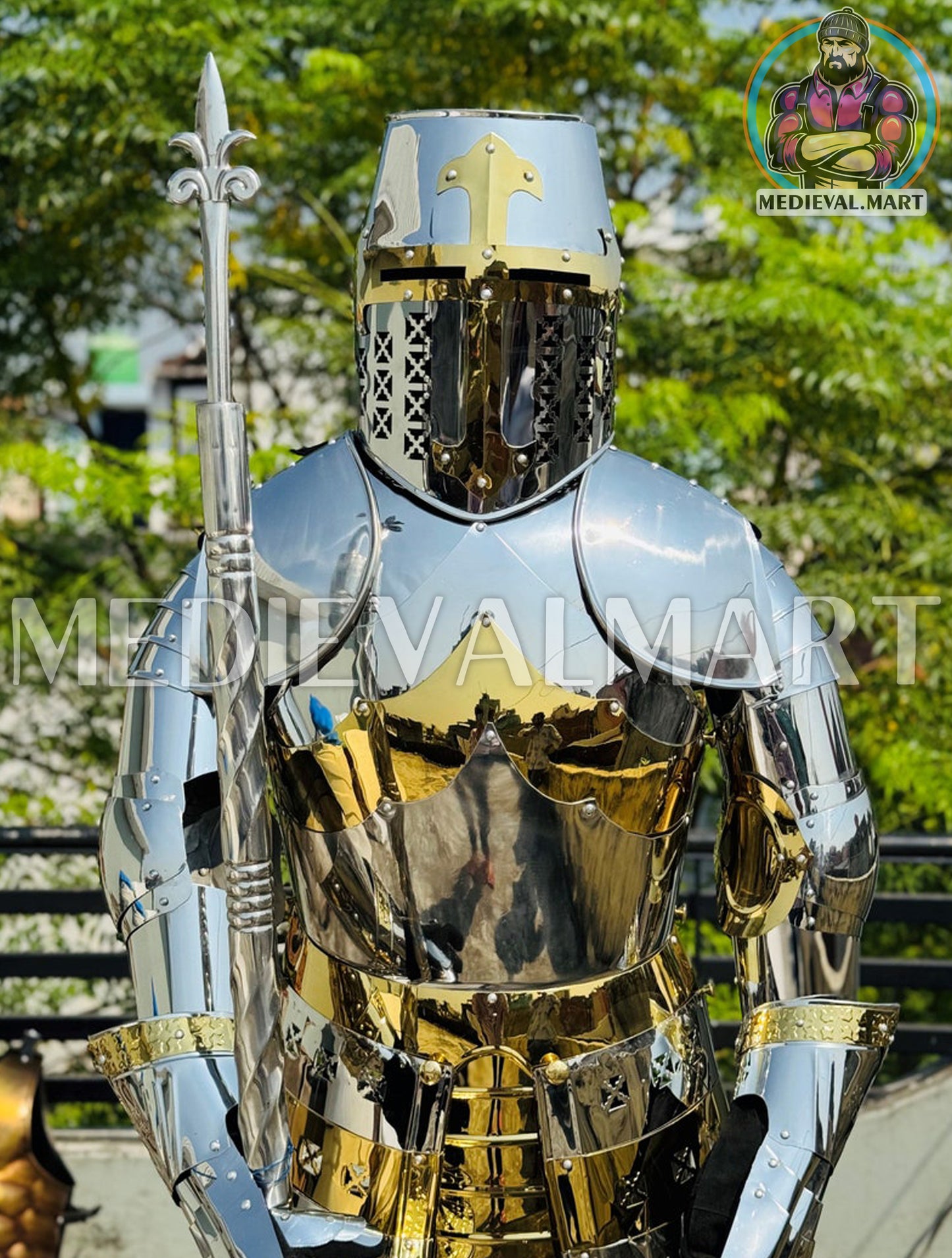 MEDIEVALMART Medieval Knight Brass Finish European Armor Suit