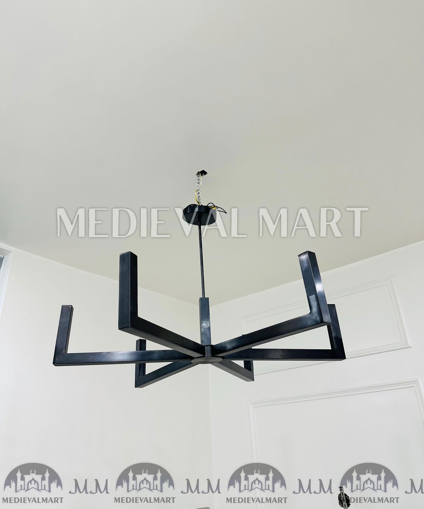 MEDIEVALMART Modern Brass 6 Arm Chandelier Mid Century Hand Made Sputnik Chandelier Light Fixture