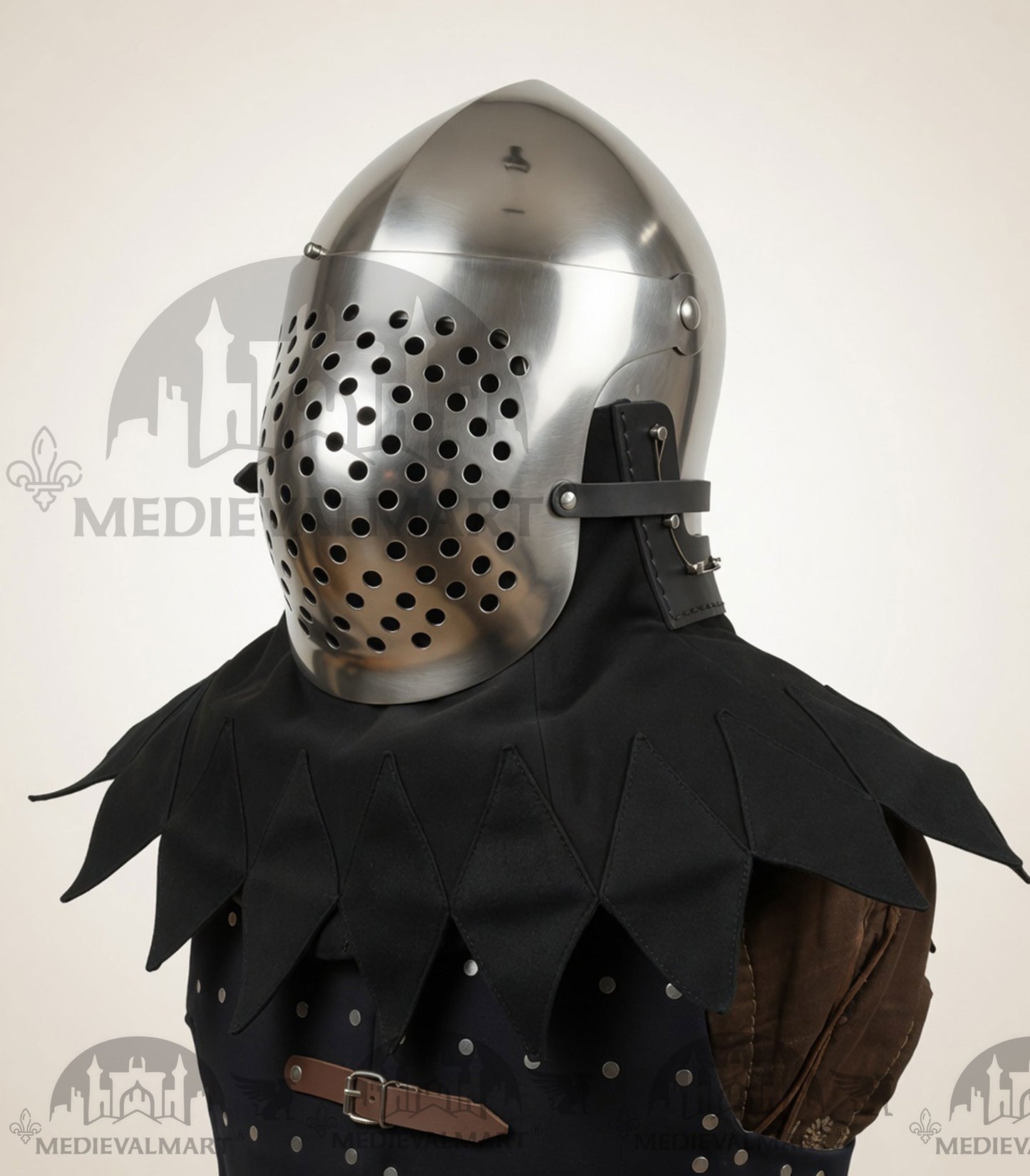 MEDIEVALMART Medieval Archaic “Eisenkopf” Bacinet Helmet Italian HMB; SCA "Bellifortis"