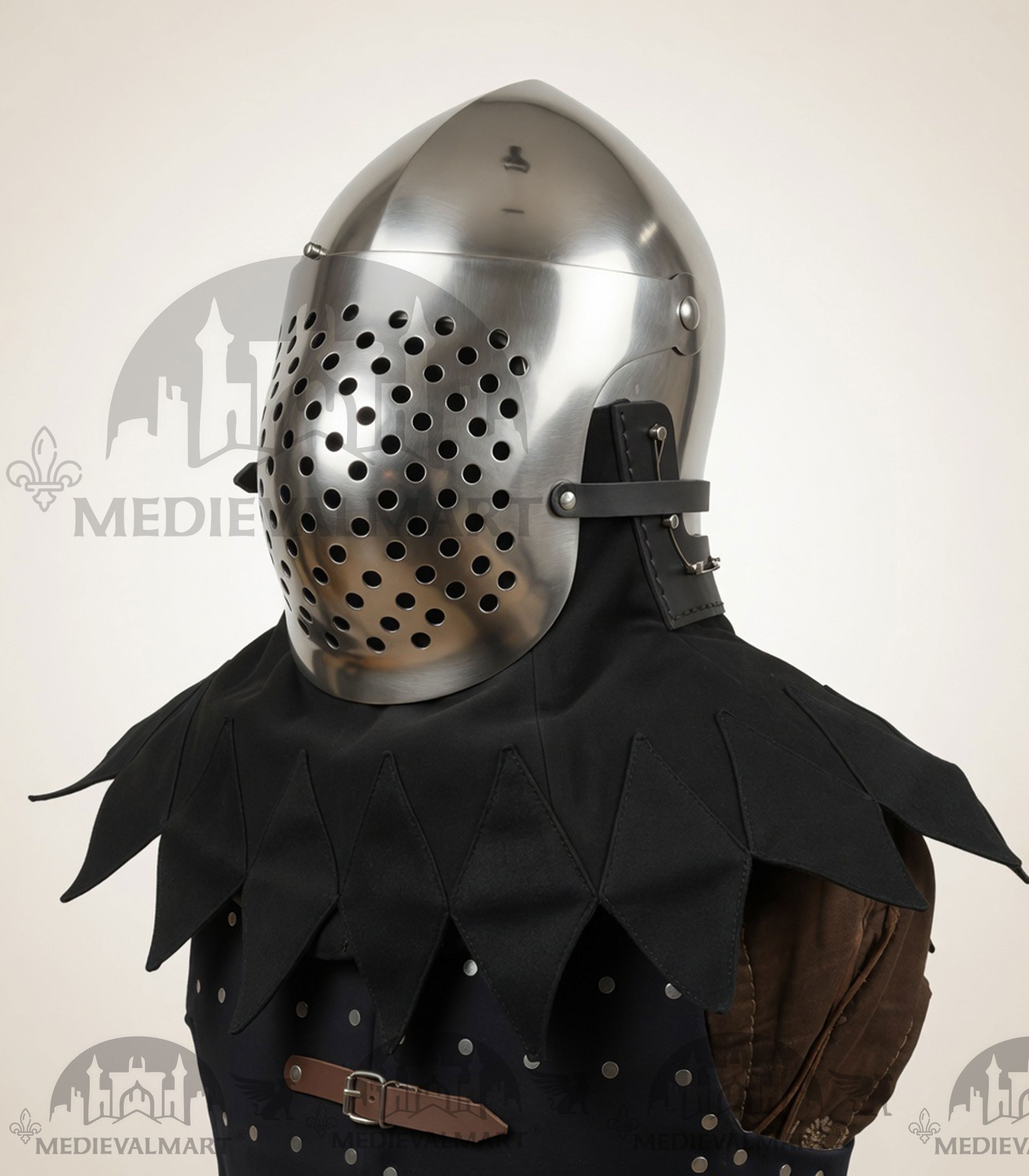 MEDIEVALMART Medieval Archaic “Eisenkopf” Bacinet Helmet Italian HMB; SCA "Bellifortis"