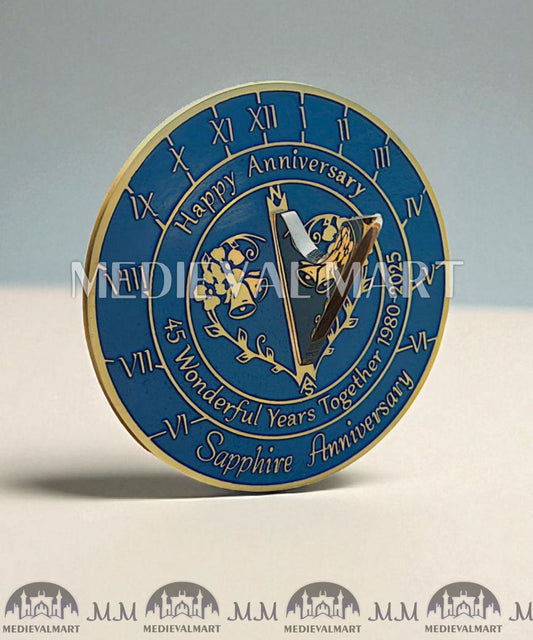 MEDIEVALMART 45th "Wonderful Years" Sapphire Anniversary Sundial Clock Best Gift For Anniversary Day
