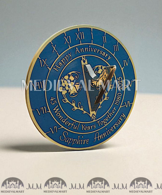 MEDIEVALMART 45th "Wonderful Years" Sapphire Anniversary Sundial Clock Best Gift For Anniversary Day
