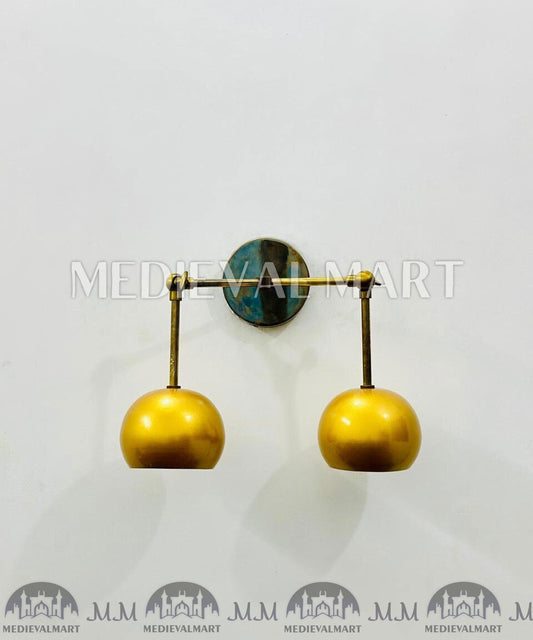 MEDIEVALMART Custom Brass 2-Light Vanity Sconce - Mid-Century Bathroom Lighting