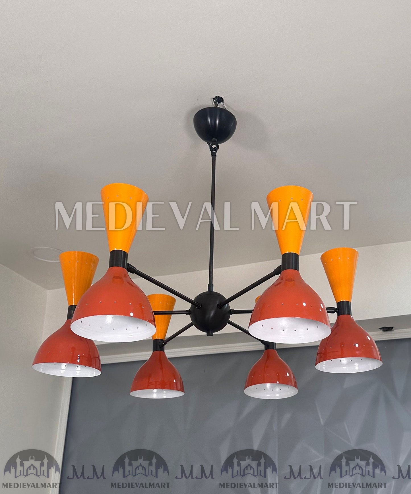 MEDIEVALMART Modern Handcrafted Brass Sputnik Chandelier Mid Century Modern Light Fixture