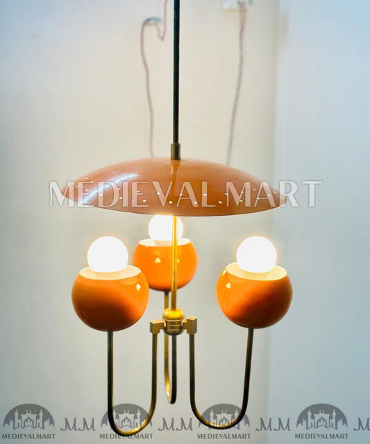 MEDIEVALMART Handmade Mid Century Sputnik Chandelier: Raw Brass Modern Ceiling Light