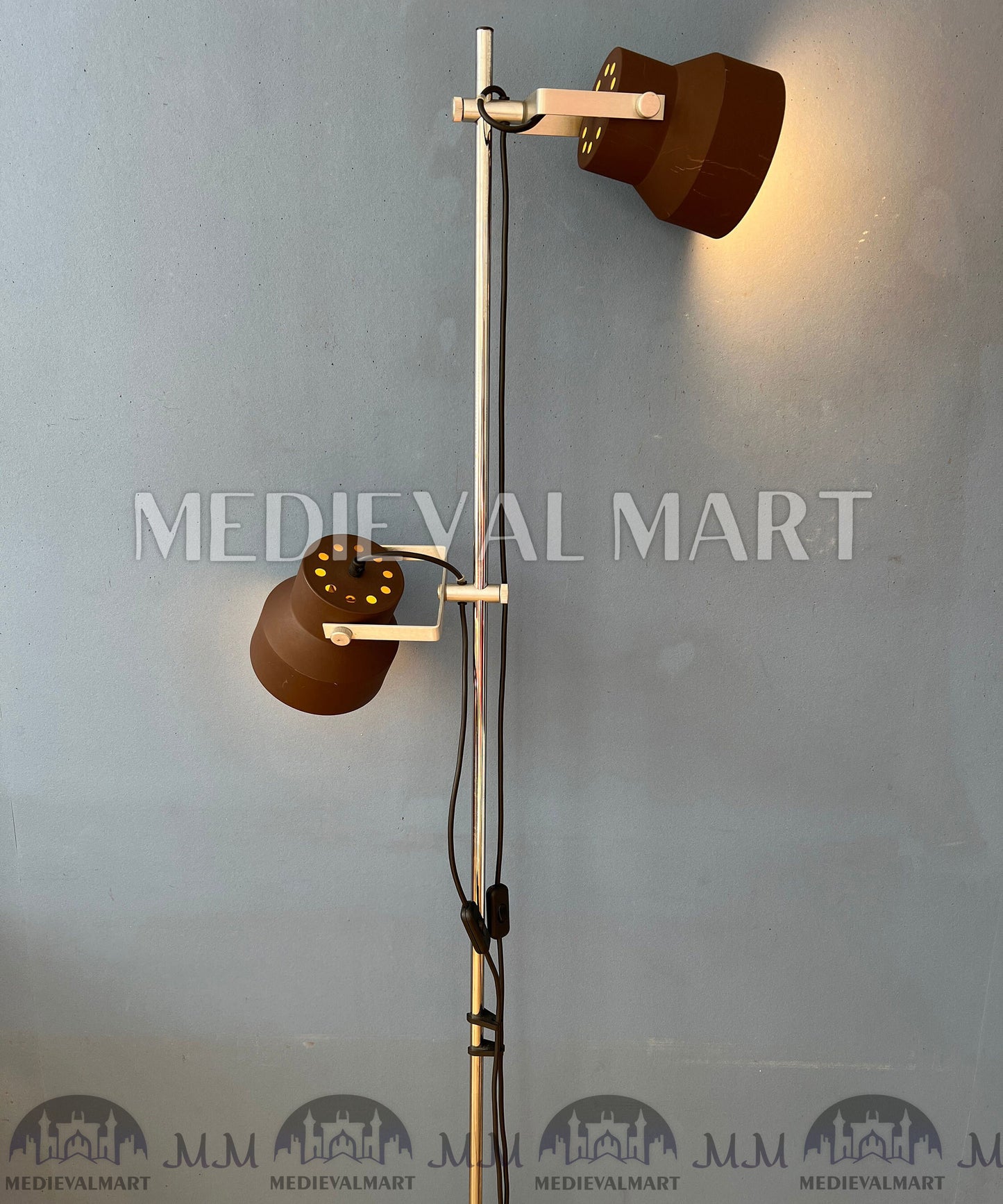MEDIEVALMART Vintage Brown Dijkstra Mid Century Space Age Floor Lamp