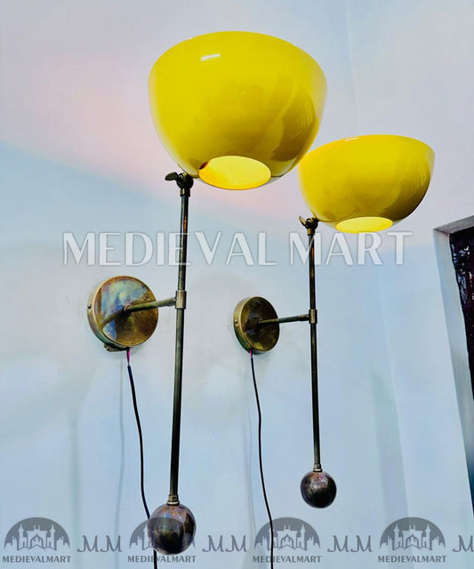MEDIEVALMART Handmade Brass Wall Sconce: Modern Italian Stilnovo Style Lighting