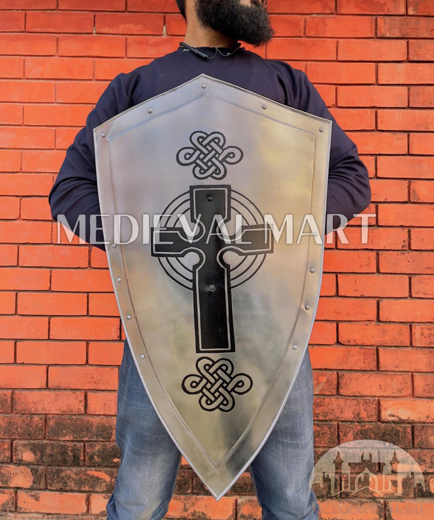 MEDIEVALMART Medieval Crusader Knight Templar Celtic Black Cross Shield | Gift for Halloween Day