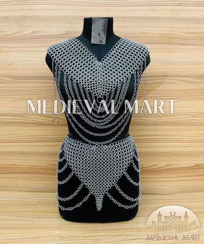 MEDIEVALMART Women’s (MoonFire) Chainmail Armor W/H Skirt