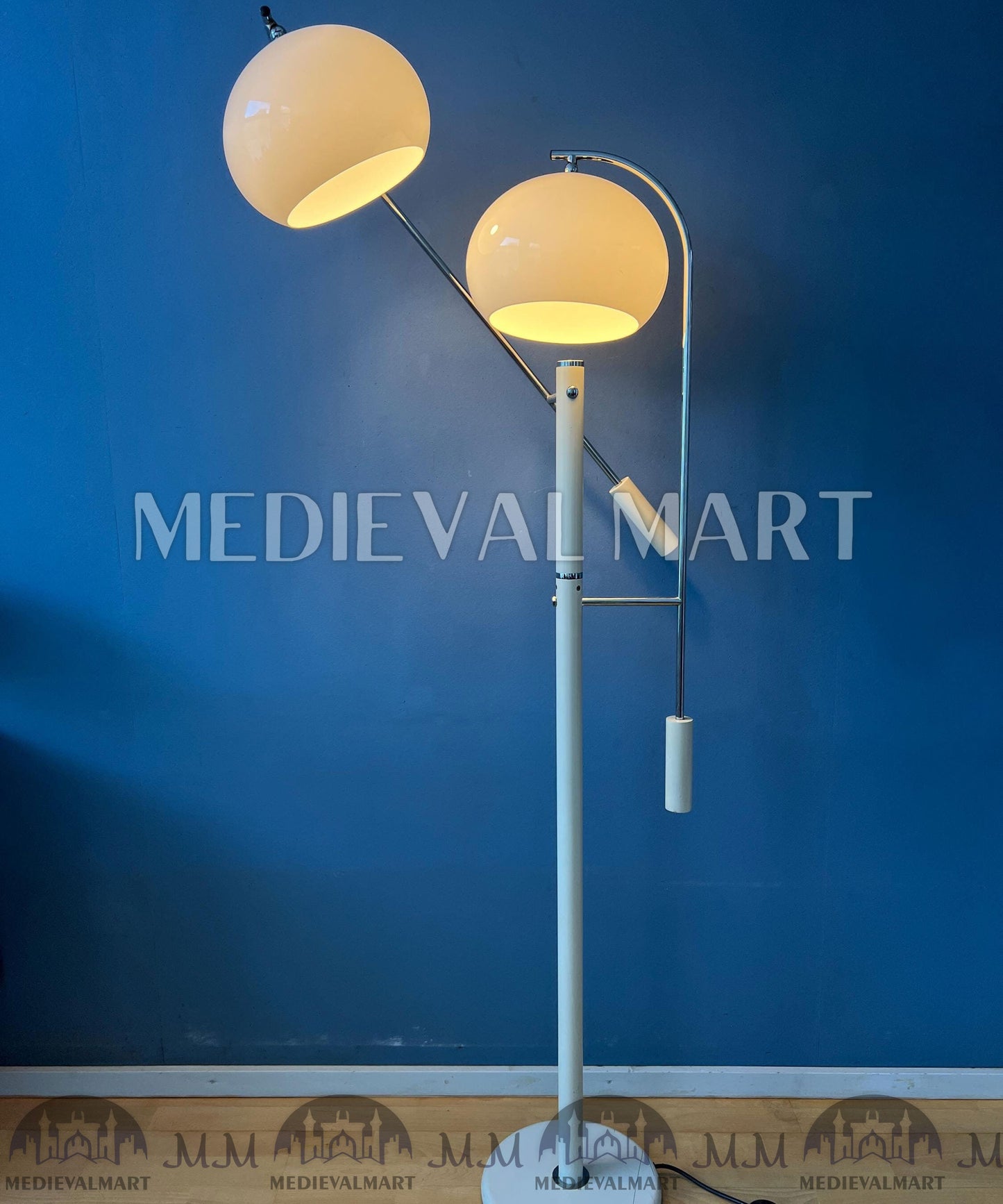 MEDIEVALMART White Dijkstra Mushroom Swing Arm Space Age Floor Lamp