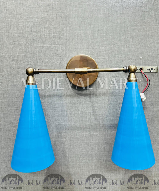 MEDIEVALMART Handamde Custom Brass Vanity Light Fixture: Mid-Century Modern Sconce