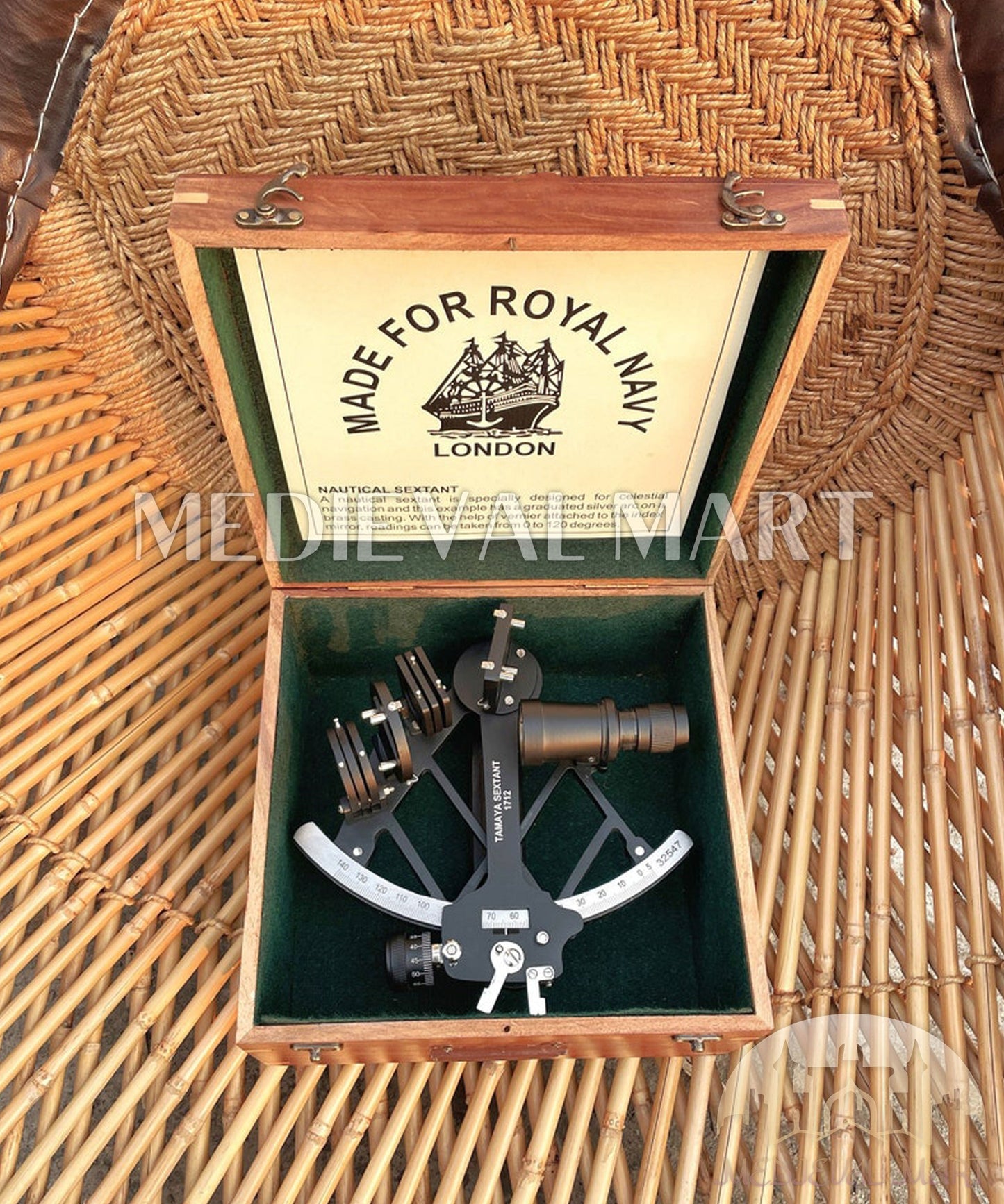 MEDIEVALMART Nautical 9"Inch Tamaya Working Sextant W/H Wooden Box | Vintage Navigational Marine  Instrument, Christmas Gifts