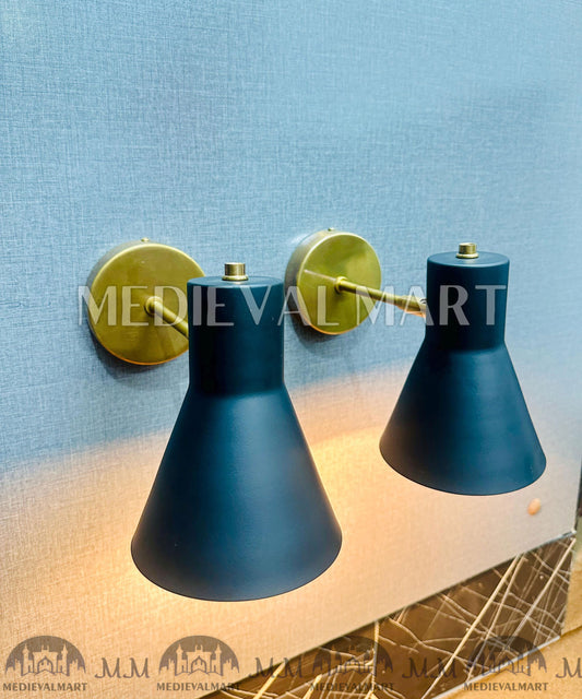 MEDIEVALMART Mid-Century Modern Brass Wall Sconce: Industrial Vanity Lighting